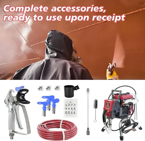 Miniatura 6 de Kit de pulverizador de pintura sin aire 925, máquina de pintura sin aire de alta eficiencia con extensión de 19.68", puntas 515, 517, 519