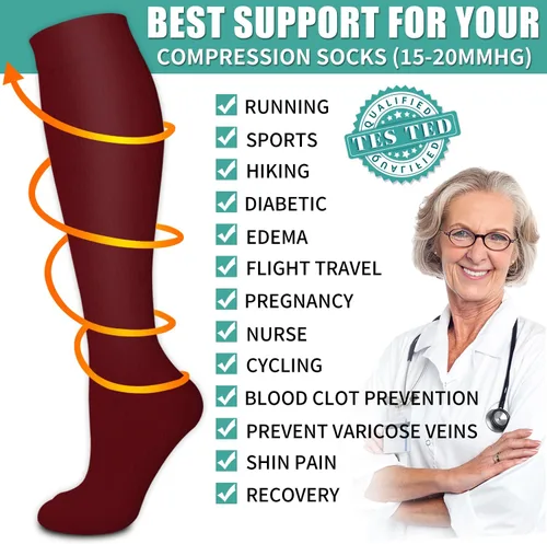 Miniatura 35 de Paquete de 3 pares de calcetines de compresión médica para mejorar la circulación de mujeres y hombres, para correr, hacer deporte y amamantar