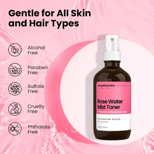 Miniatura 6 de Spray de agua de rosas y glicerina, hidratante y refrescante para rostro y cabello, tónico facial con ácido hialurónico para calmar, suavizar