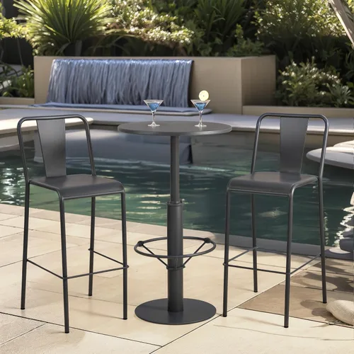 Miniatura 7 de Mesa de bar retro industrial de 41.3 pulgadas de alto, moderna mesa pequeña de bistró para 2-3 personas, mesa de metal para patio al aire libre