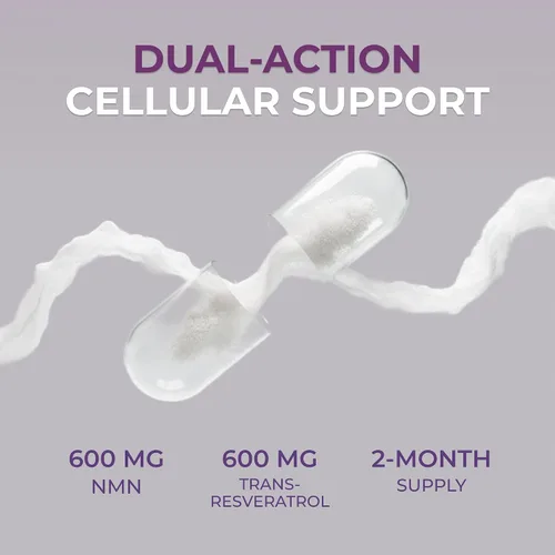 Miniatura 5 de Neurogan Cápsulas NMN + Resveratrol – Salud celular y apoyo energético – 1200 mg de mononucleótido de nicotinamida y trans-resveratrol por porción