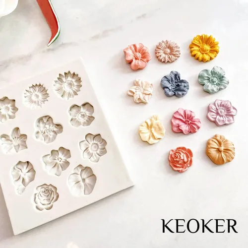 Miniatura 3 de Moldes de arcilla polimérica de flores Keoker - 1 pieza para hacer joyería, moldes de arcilla polimérica para decoración de aretes (flor mediana)