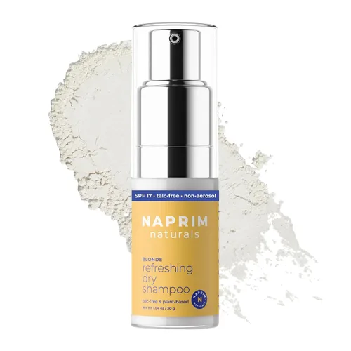 Naprim Naturals Champú nutritivo seco en polvo para el cabello rubio, absorción de aceite sin talco para un volumen ligero, sin residuos, protección