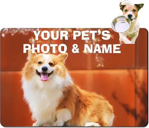 Tapete personalizado de comida para perros con nombre de la mascota, mantel individual personalizado con respaldo antideslizante, tapete de Estilo