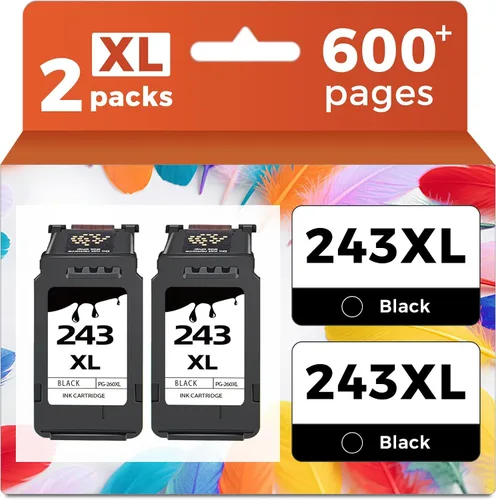 Ubinki - Cartucho de tinta compatible, reemplazo para Canon 243 243XL PG-243 XL PG243 245 245XL (negro, paquete de 2) para usar con impresoras