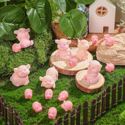 Miniatura 2 de Menkxi 162 piezas de animales de cerdo de resina a granel, pequeñas figuras de cerdo, decoración de fiesta, mini juguetes de resina, mini juguetes