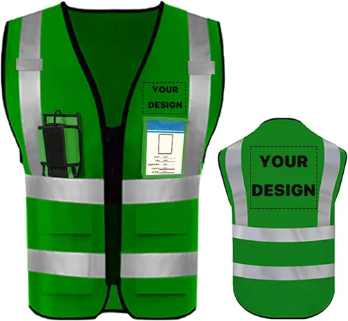 Miniatura 30 de Chaleco de seguridad de alta visibilidad reflectante con bolsillos y cremallera personalizado su logotipo ropa de trabajo de seguridad