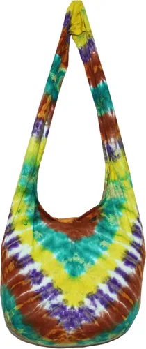 Miniatura 3 de TIE DYE - Bolso cruzado bohemio hipster estilo hobo, hippie, tono blanco, 39 pulgadas