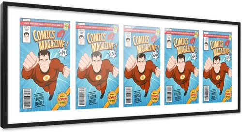 Miniatura 70 de Poster Palooza Marco de cómic con paspartú para 1 cómic de la Edad de Bronce publicado entre 1970 y 1985, marco de cómic negro para cómic de 7.25 x