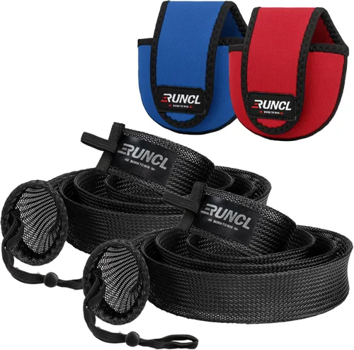 RUNCL Fundas para caña de pescar y bolsas de carrete, calcetines de caña de hilar/fundición y cubiertas de carrete de spinning/baitcasting, solución