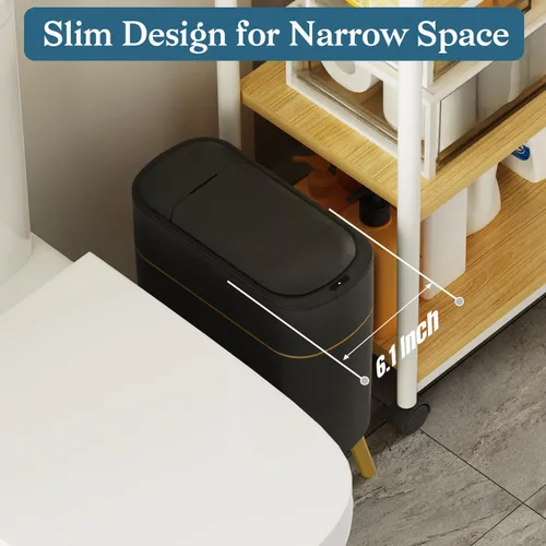 Miniatura 2 de LALASTAR Basurero automático de baño con tapa, sensor de movimiento para inodoro, cesta de basura inteligente delgada para cocina, sala de estar