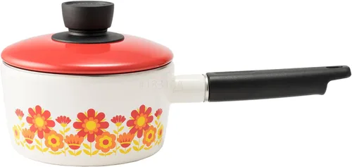 Miniatura 17 de Fuji - Patrón de reimpresión esmaltado de los años 70, Showa Retro, esmalte, olla con una sola mano, bandeja para leche, 5.5 pulgadas (5.5 in)
