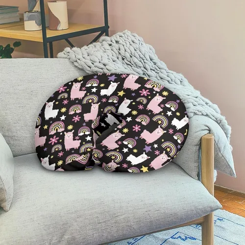 Miniatura 4 de Funda de almohada de lactancia de alpaca arcoíris para alimentación con biberón, funda de almohada de lactancia transpirable extraíble para bebé