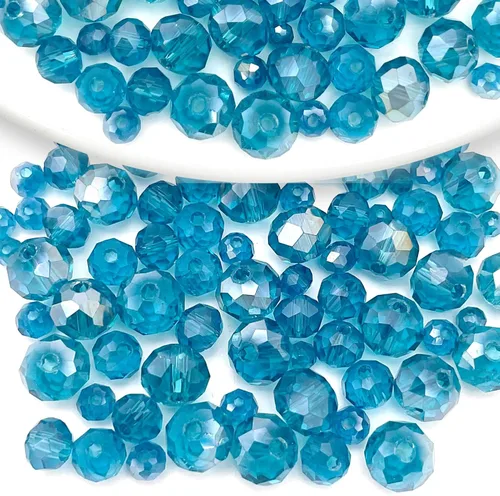 Miniatura 48 de 786 cuentas de cristal de 4 tamaños, cuentas de cristal Rondelle facetadas, cuentas de cristal Briolette, cuentas espaciadoras para pulseras, Ámbar