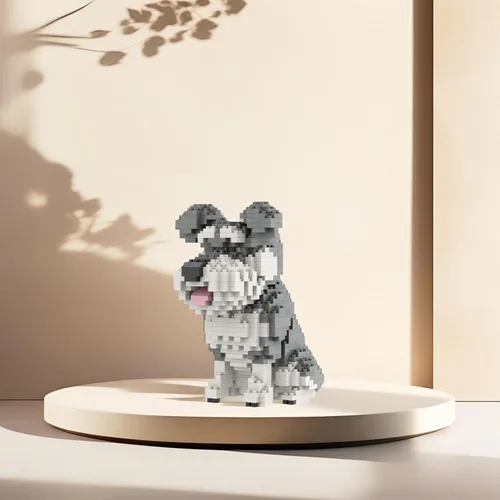 Miniatura 5 de Larcele Mini bloques de construcción conjunto de animales, ladrillos de juguete de construcción micro 3D DIY, 934 piezas KLJM-05 (Schnauzer)