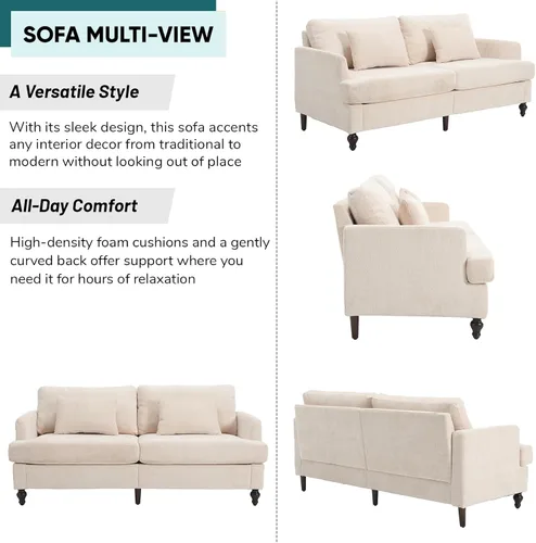 Miniatura 4 de JOYBASE Juego de 2 muebles de sala de estar, sofá biplaza y silla decorativa, juego de sofá moderno de mediados de siglo para sala de estar