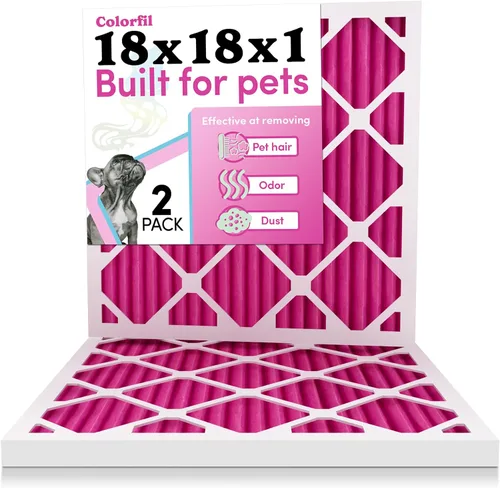 Miniatura 20 de Colorfil - Filtro de aire de 18 x 18 x 1 pulgadas, filtros que cambian de color para olores de gatos y perros, filtro de aire acondicionado MERV 8