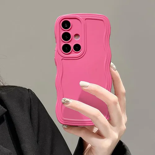 Miniatura 35 de UEEBAI Funda de silicona con marco de ola para Samsung Galaxy S22 5G, funda de teléfono con marco de ola linda, ajuste delgado, amortiguador de Negro