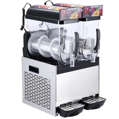 Miniatura 8 de Máquina comercial de granizado Máquina de bebidas congeladas, doble tanque 12l 700w acero inoxidable, Margarita Wine Slush Smoothies Maker para Negro
