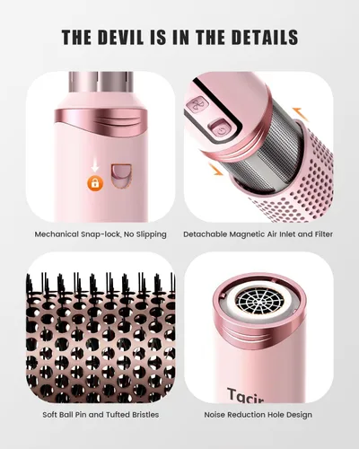 Miniatura 7 de Tqcir cepillo secador de pelo y estilizador de aire caliente profesional de 8 en 1, poderoso multi-estilizador con rizador de enrollado automático