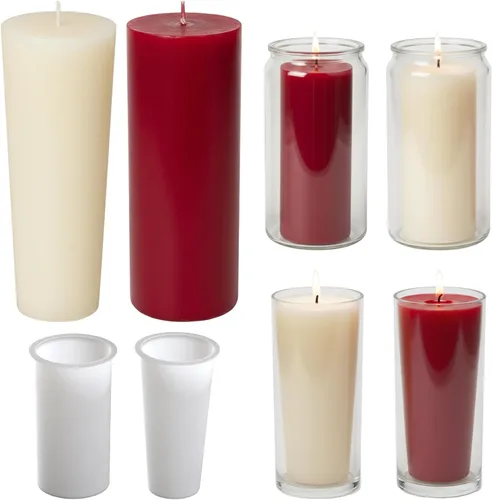 Paquete de 2 moldes de vela votiva de 3 x 6 pulgadas, moldes 3D de silicona para velas cilíndricas para oración, peonía y decoración del hogar,