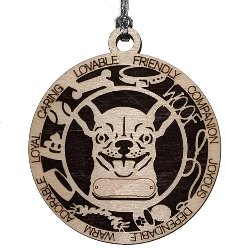 Miniatura 114 de Adorno de Navidad personalizado de madera para perro de 3 pulgadas, nombre y texto personalizables, hecho a mano en Estados Unidos, diseño de corte