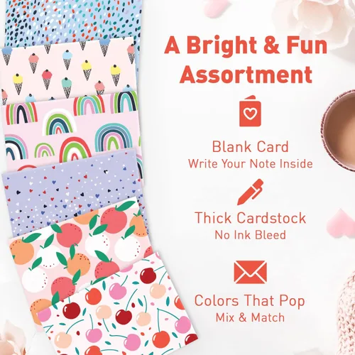 Miniatura 4 de S&O Tarjetas en blanco para todas las ocasiones en un set de caja - Tarjetas de notas en blanco con sobres para mensajes escritos a mano - Caja