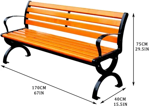 Miniatura 2 de Bancos de aluminio fundido para exteriores, de madera preservativa de 67 pulgadas (66.9 in), perfecto para patio trasero, césped, porche, camino