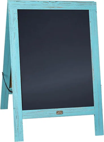 Miniatura 9 de Cartel en forma de "A" con pizarra de HBCY Creations: Letrero de madera maciza de 40x20 en forma de "A", pizarra rústica marrón de doble cara