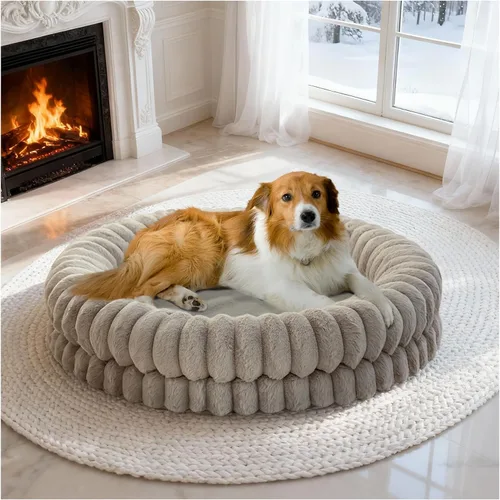 Miniatura 9 de BALANCE Cama de relajación de rosquilla para perros de lujo, camas redondas para perros grandes de 36 pulgadas, lavables, camas ortopédicas