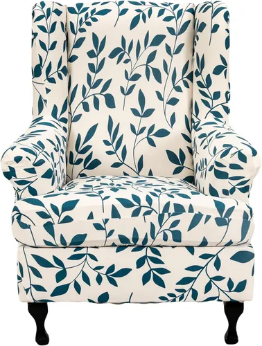 Miniatura 18 de NILUOH Funda para silla Wingback, 2 piezas, fundas elásticas de elastano para silla con respaldo de ala, funda lavable para sillones con respaldo
