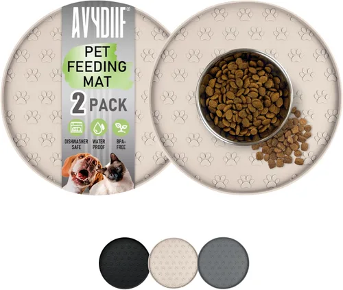 Miniatura 8 de Tapetes de alimentación de mascotas, para alimentos y agua, manteles individuales antideslizantes impermeables para perro y gato, paquete de 2