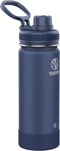 Miniatura 8 de Takeya Actives - Botella de agua de acero inoxidable, con aislamiento térmico y tapa de boquilla, capacidad de 24 onzas, color azul piedra Piedra