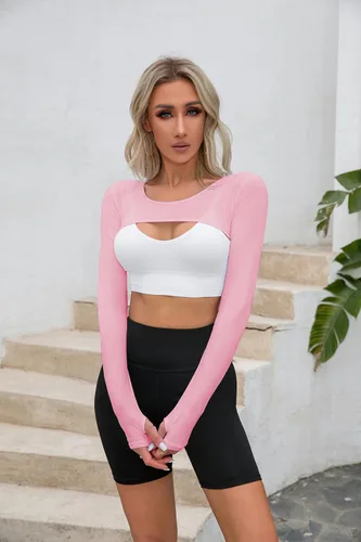 Miniatura 3 de Chal refrescante con mangas para protección solar, camisetas para mujer para golf, equitación, conducción Rosa