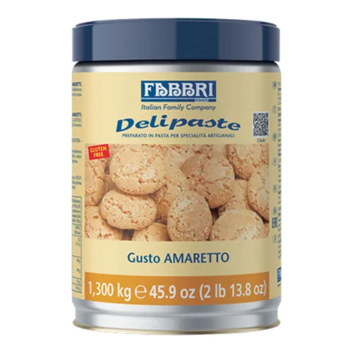 Fabbri Delipaste Amaretto, Compuesto aromatizante para gelato, helado, servicio suave, pastelería y confitería - 1 lata de 2.8 lb