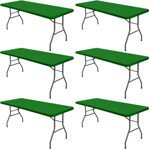 Miniatura 38 de Pack de 6 manteles de picnic elásticos ajustados para mesas rectangulares de 6 pies, impermeables, lavables, de spandex para patio, plegables