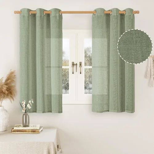Miniatura 146 de LAMIT Cortinas de lino sintético para dormitorio, paneles filtrantes de luz, cortinas de lino con protección de privacidad con ojales para ventanas