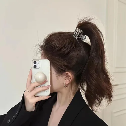 Miniatura 8 de Myhiju Pinzas de metal para el cabello, 2 pinzas de cola de caballo altas para mujer, pinzas pequeñas antideslizantes para cabello grueso