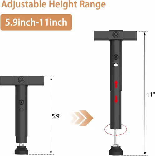 Miniatura 3 de Sistema de soporte de marco de cama, 3 rieles cruzados y 6 patas ajustables, vigas de soporte central fuertes universales para cama matrimonial