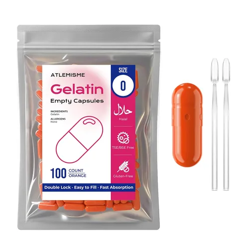 Miniatura 5 de Blue Size 0 Cápsulas vacías de gelatina (100 unidades) – Cápsulas de gel de relleno de bricolaje con 2 cucharas de relleno para cápsula (azul)