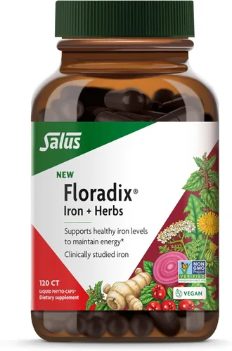 Floradix Hierro + Hierbas - Suplemento de hierro para un apoyo energético saludable* - Apoya la formación de glóbulos rojos - Vegano, sin OMG, sin