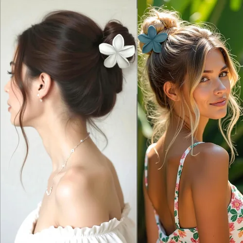 Miniatura 2 de Pinzas para el pelo de flores para mujeres y niñas, de cabello grueso a fino, medianas, bonitas, pinzas decorativas de plumeria, accesorios