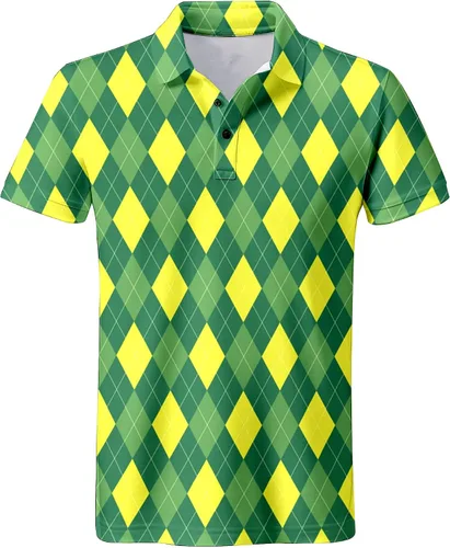 Miniatura 52 de Camisa de golf de los años 80 para hombre, ajuste seco, manga corta, estampada, divertidas, camisas de golf de los años 90 para hombre