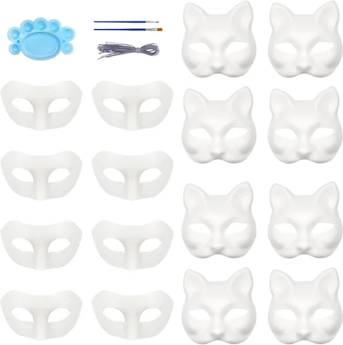 Miniatura 8 de Qavctw DIY White Masks Paper Cosplay Christmas Party Mask Unpainted Plain Craft Masquerade Masks