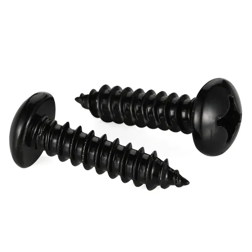 Miniatura 15 de Mellewell Tornillo autorroscante #4 x 1 de cabeza de cacerola, tornillos de chapa metálica de cabeza plana, tornillos de madera, acabado negro
