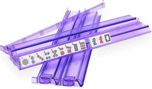 Miniatura 3 de Soporte y empujador todo en uno para Mahjong, combo de soporte y empujador de acrílico transparente, soportes modernos para fichas de Majiang Morado