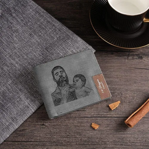Miniatura 5 de lagofit Carteras con fotos personalizadas para hombres, billetera personalizada con imagen, regalos personalizados para hombres, novios, padres