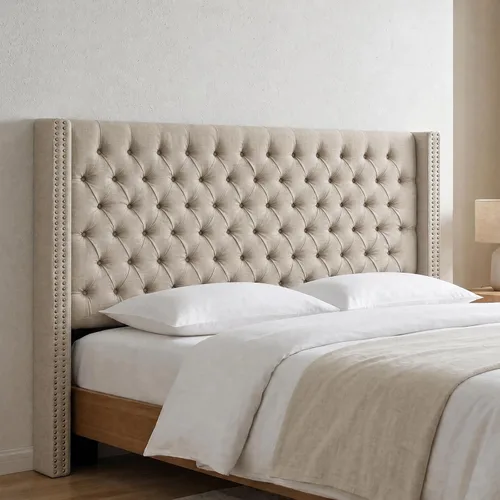 Miniatura 12 de Madison Park Cabecera tapizada Queen Wingback, con acolchado de esponja de alta densidad, cabecera de altura ajustable, fácil montaje, terciopelo