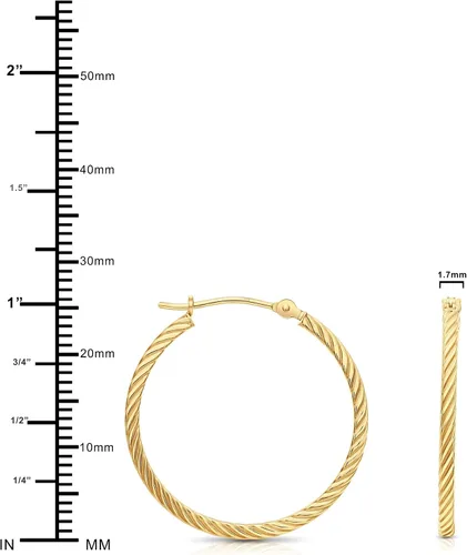 Miniatura 4 de Pendientes de aro de tubo cuadrado trenzado de oro amarillo de 14 k