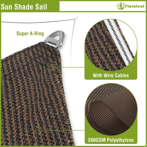 Miniatura 3 de Toldo rectangular de 11 x 11 pies, parasol resistente con cable de alambre y anillo en forma de A, toldo con bloqueo UV para patio, patio, césped